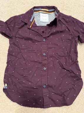 Denim & Flower Burgundy Polka Dot Button Up Shirt 5/6